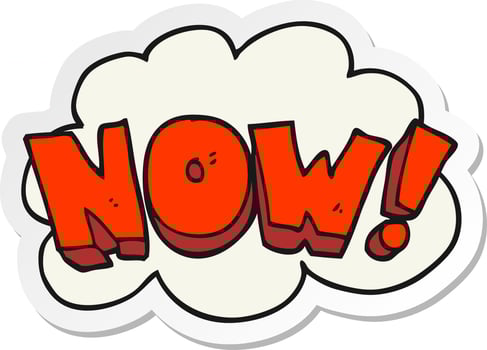 sticker of a cartoon now shout vector