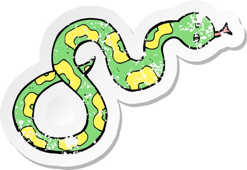 retro distressed sticker of a cartoon snake vector