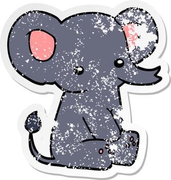distressed sticker of a cartoon elephant vector
