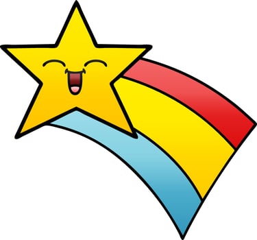 gradient shaded cartoon shooting rainbow star vector