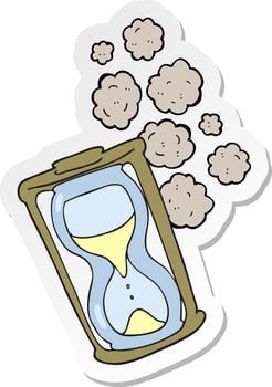 sticker of a cartoon old hourglass vector