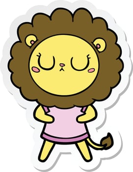 sticker of a cartoon lion vector