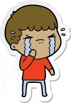 sticker of a cartoon man crying vector