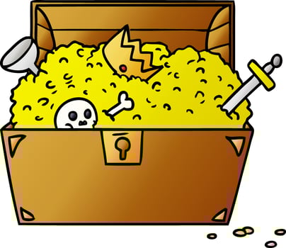 gradient cartoon doodle of a treasure chest vector