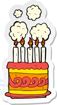 sticker of a cartoon birthday cake vector