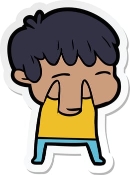 sticker of a cartoon curious boy vector