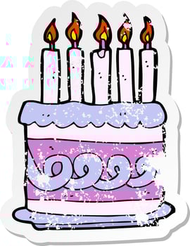 retro distressed sticker of a cartoon cake vector