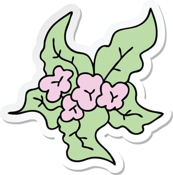 sticker of a quirky hand drawn cartoon christmas flower vector