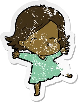distressed sticker of a cartoon woman vector