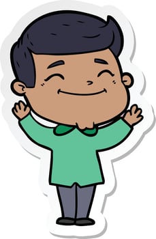 sticker of a happy cartoon man vector