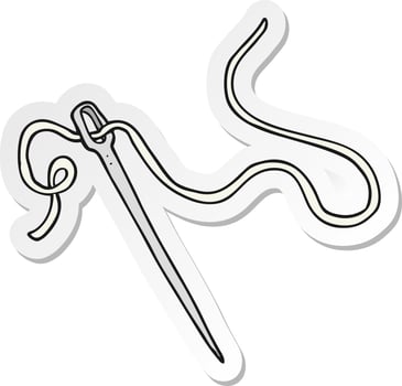 sticker of a cartoon needle and thread vector