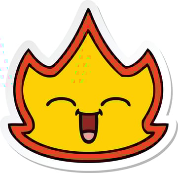 sticker of a cute cartoon fire vector