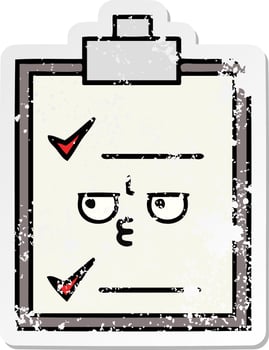 distressed sticker of a cute cartoon check list vector