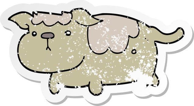 distressed sticker of a cartoon dog vector