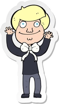 sticker of a cartoon man wearing bow tie vector