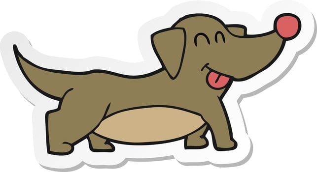 sticker of a cartoon happy little dog vector