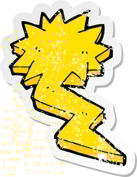 retro distressed sticker of a cartoon lightning bolt symbol vector