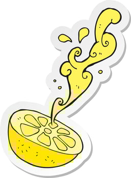 sticker of a cartoon lemon vector
