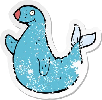 retro distressed sticker of a cartoon seal vector