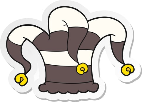 sticker of a cartoon jester hat vector
