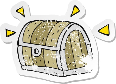 retro distressed sticker of a cartoon treasure chest vector