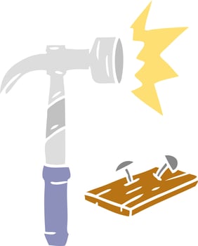 cartoon doodle of a hammer and nails vector