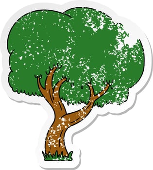 distressed sticker cartoon doodle of a summer tree vector