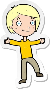 sticker of a cartoon excited boy vector