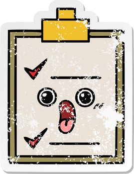 distressed sticker of a cute cartoon science experiment vector