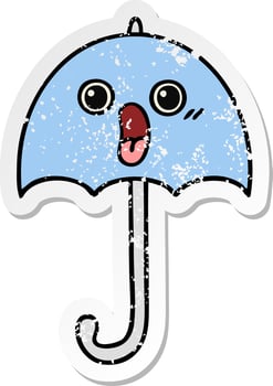 distressed sticker of a cute cartoon umbrella vector