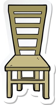 sticker of a old wooden chair cartoon vector