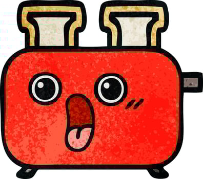 retro grunge texture cartoon of a toaster vector