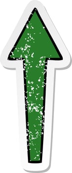 distressed sticker of a quirky hand drawn cartoon arrow vector