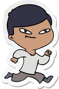 sticker of a cartoon boy vector