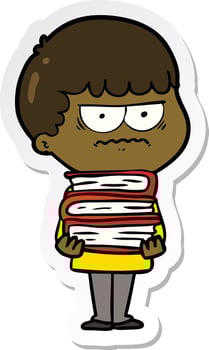 sticker of a cartoon annoyed man vector