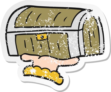 retro distressed sticker of a cartoon treasure chest vector