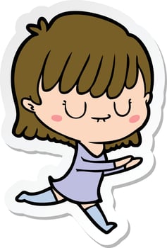 sticker of a cartoon woman vector