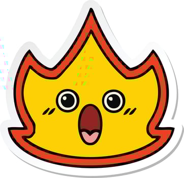 sticker of a cute cartoon fire vector
