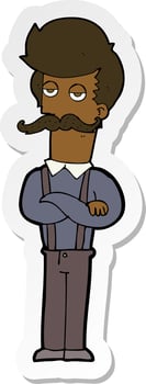 sticker of a cartoon man with mustache vector