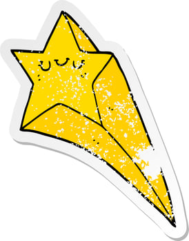 distressed sticker of a cartoon shooting star vector