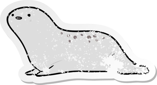 distressed sticker of a cartoon seal vector
