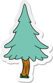 sticker cartoon doodle of woodland pine trees vector
