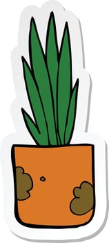 sticker of a cartoon house plant vector