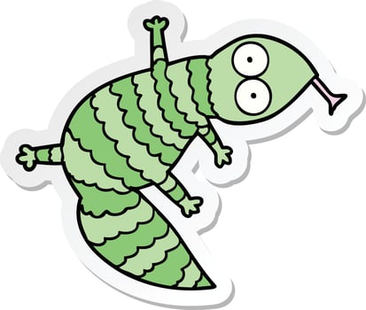 sticker of a cartoon lizard vector