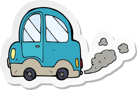sticker of a cartoon car vector