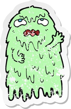 retro distressed sticker of a gross cartoon ghost vector