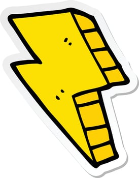 sticker of a cartoon lightning bolt vector