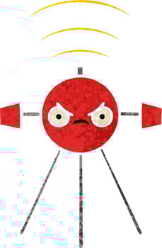 retro illustration style cartoon satellite vector