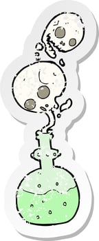 retro distressed sticker of a cartoon potion vector