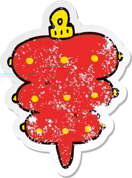 distressed sticker of a cartoon christmas decoration vector